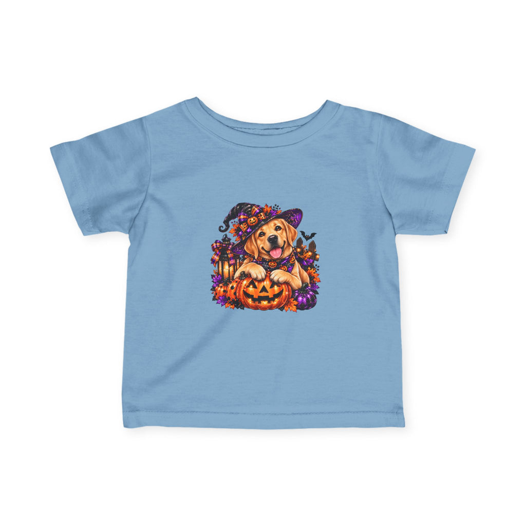 Infant Tee — Halloween Puppy in Witch Hat with Pumpkin