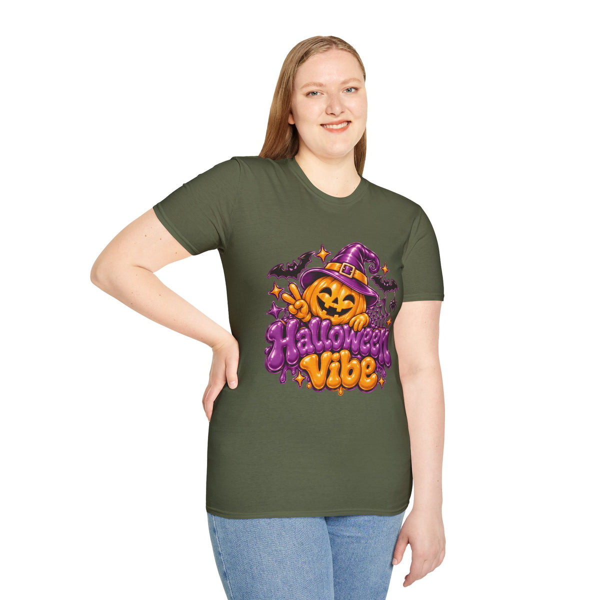 "Halloween Vibe" Pumpkin Witch Hat T-Shirt