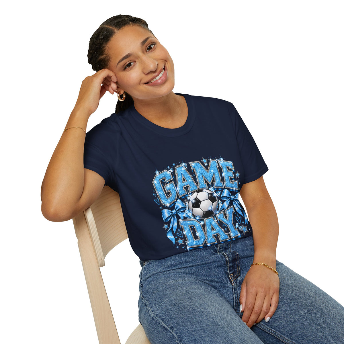 Blue Graphic Game Day Soccer T-Shirt