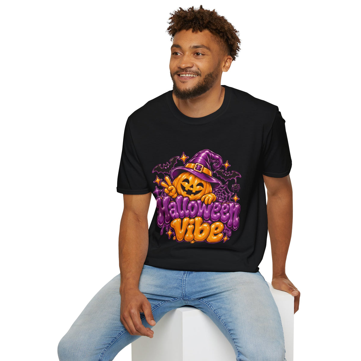 "Halloween Vibe" Pumpkin Witch Hat T-Shirt