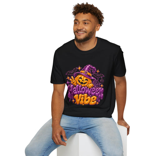 "Halloween Vibe" Pumpkin Witch Hat T-Shirt