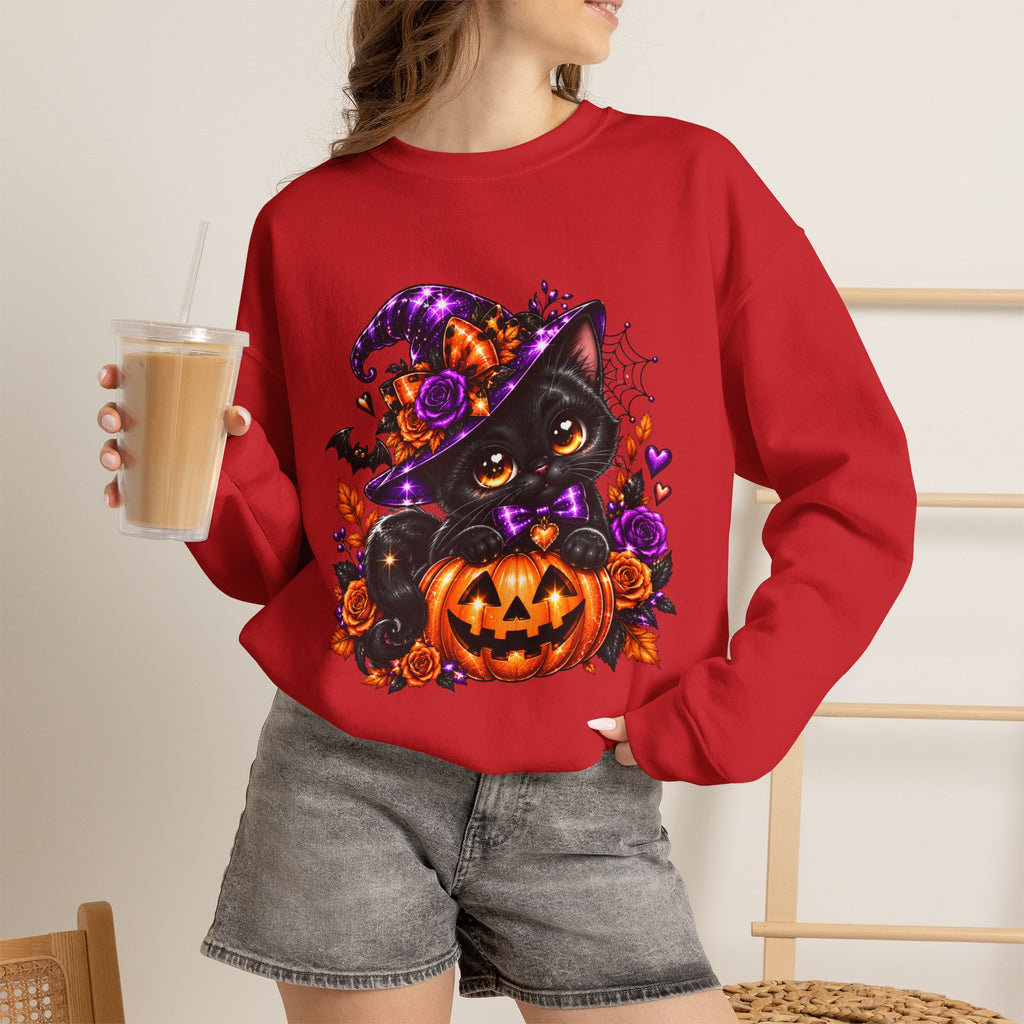 Halloween Black Cat Pumpkin Sweatshirt