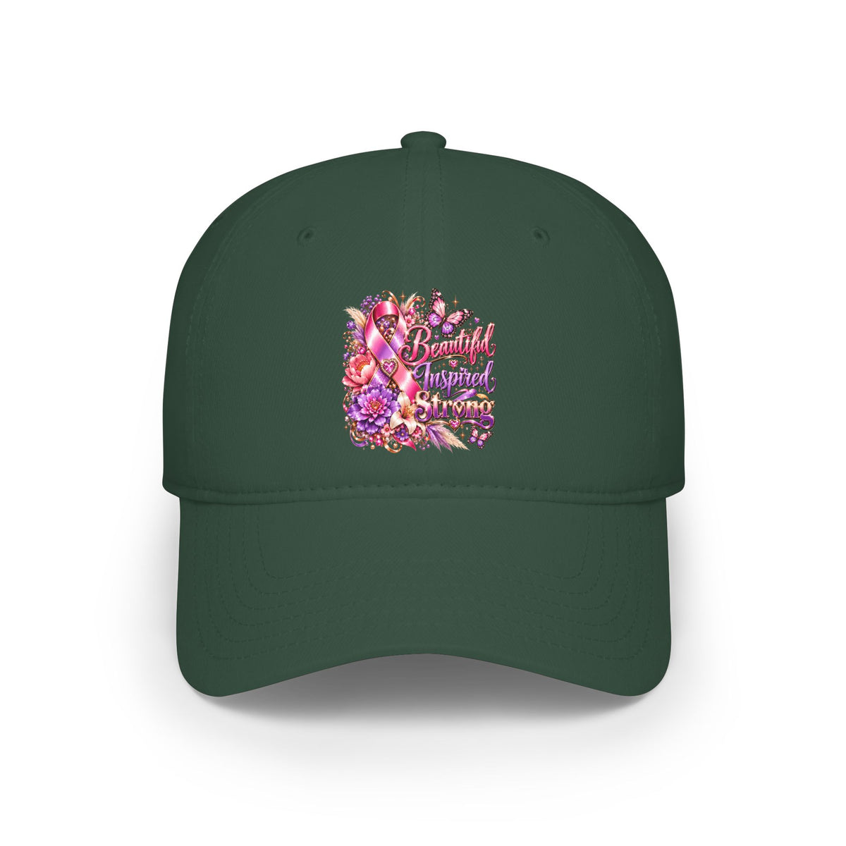 Floral "Beautiful, Inspired, Strong" Baseball Cap
