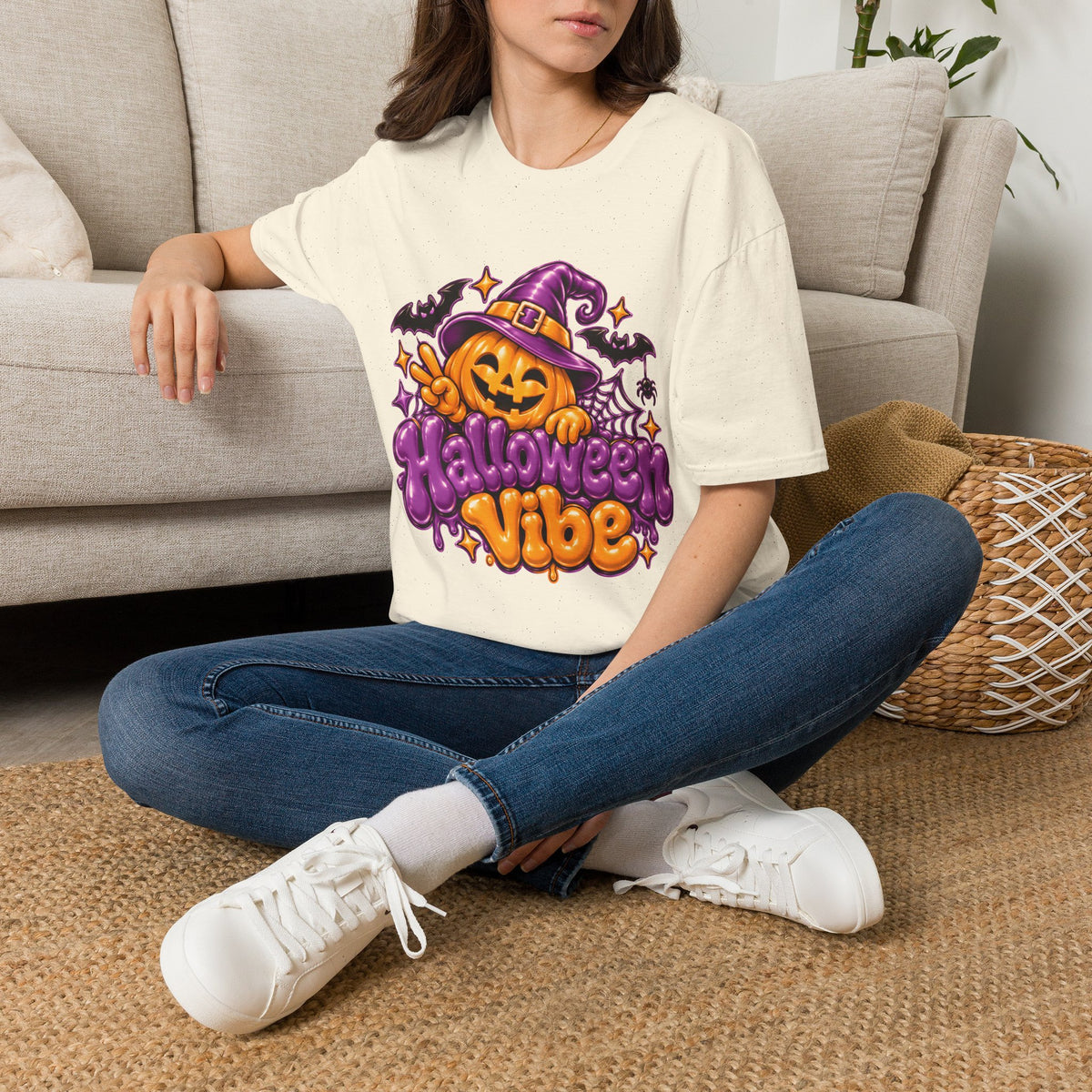 "Halloween Vibe" Pumpkin Witch Hat T-Shirt