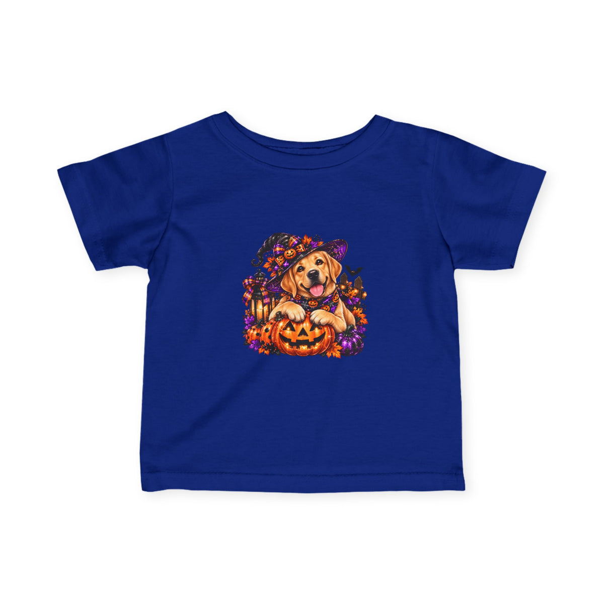 Infant Tee — Halloween Puppy in Witch Hat with Pumpkin