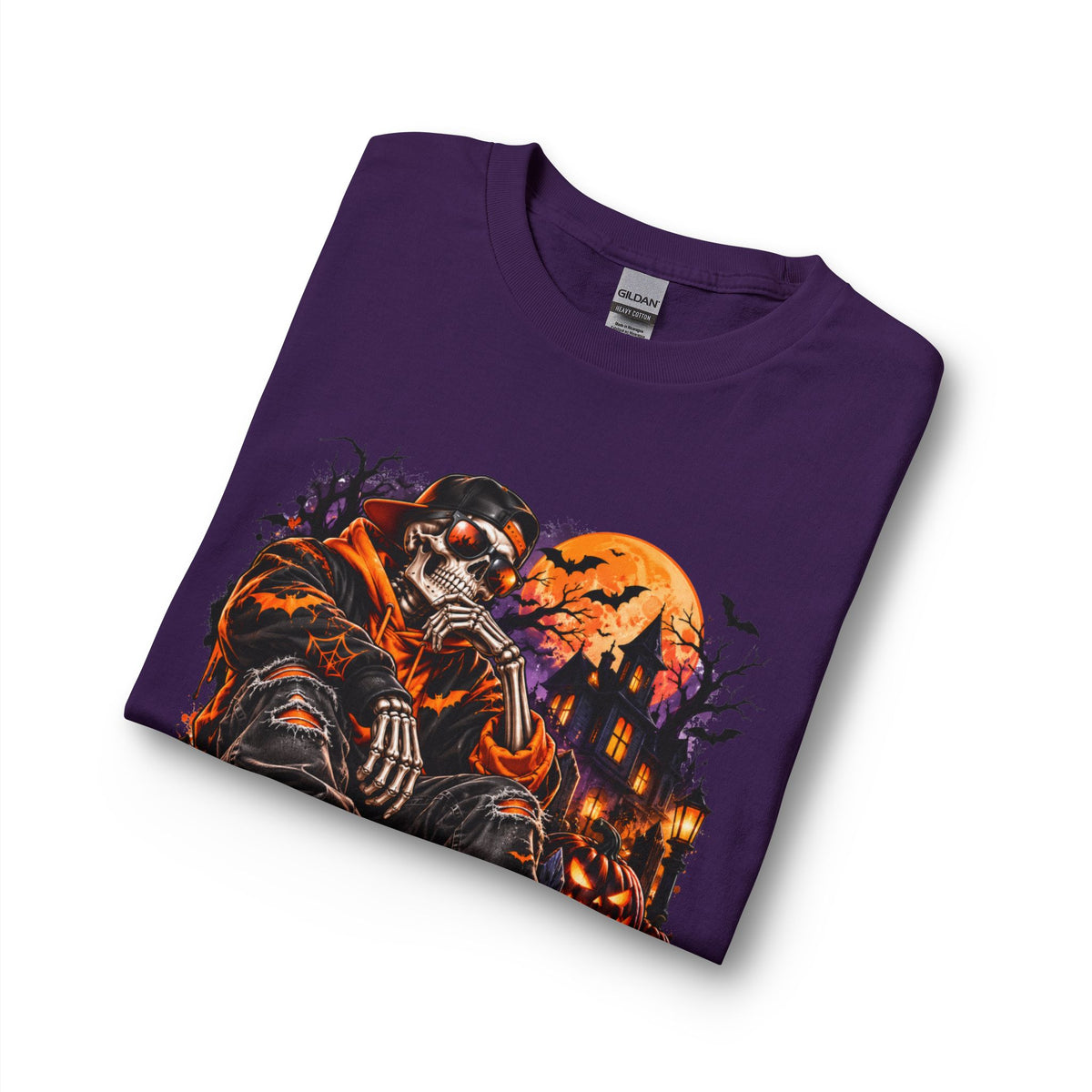 Halloween Skull Hoodie Tee — Spooky Skeleton Pumpkin Long Sleeve Shirt