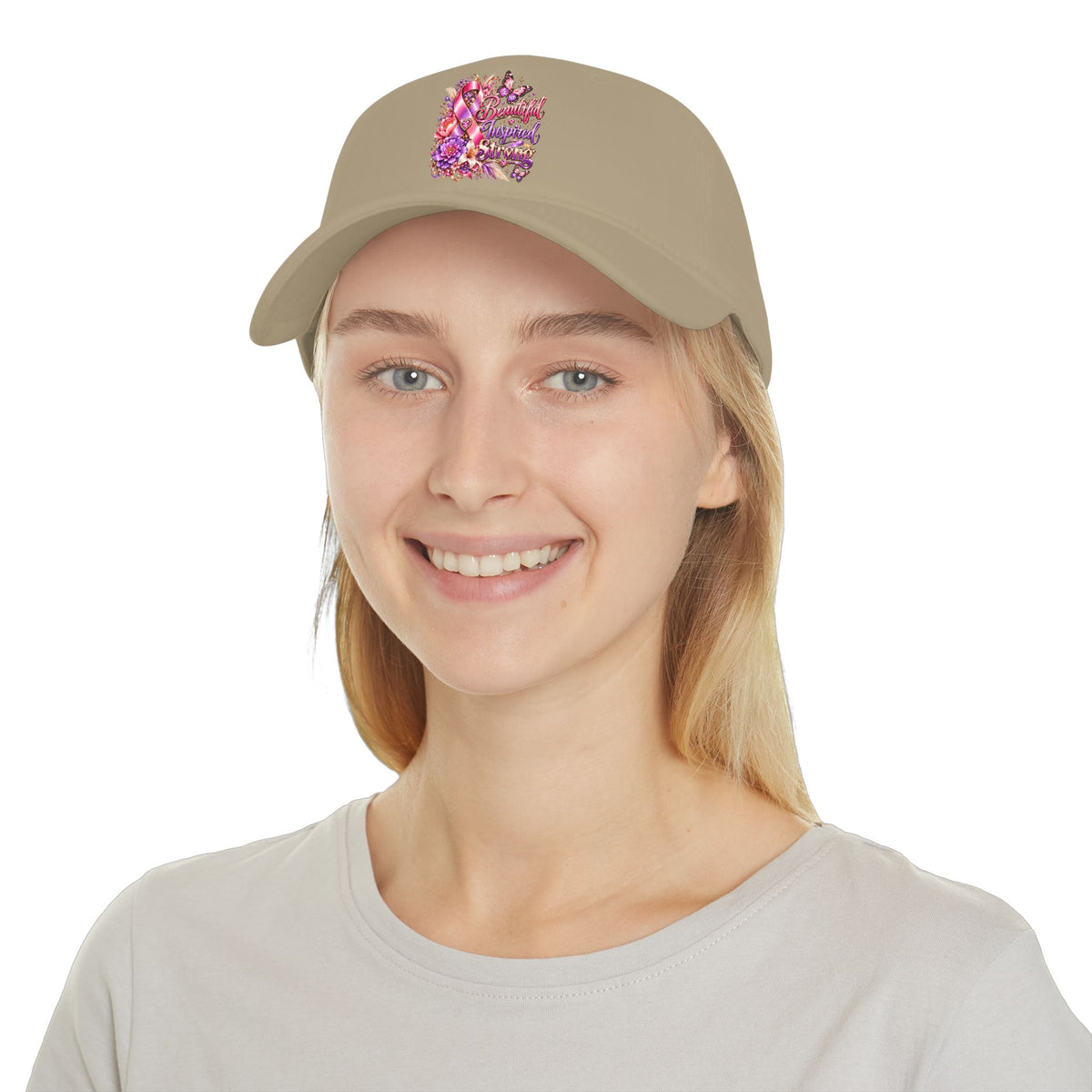 Floral "Beautiful, Inspired, Strong" Baseball Cap