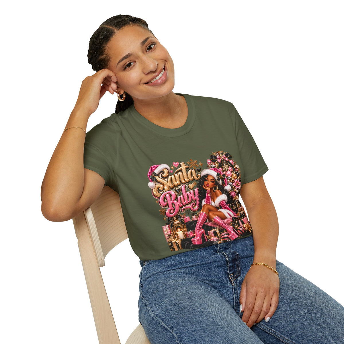 Santa Baby Retro Christmas Graphic T-Shirt