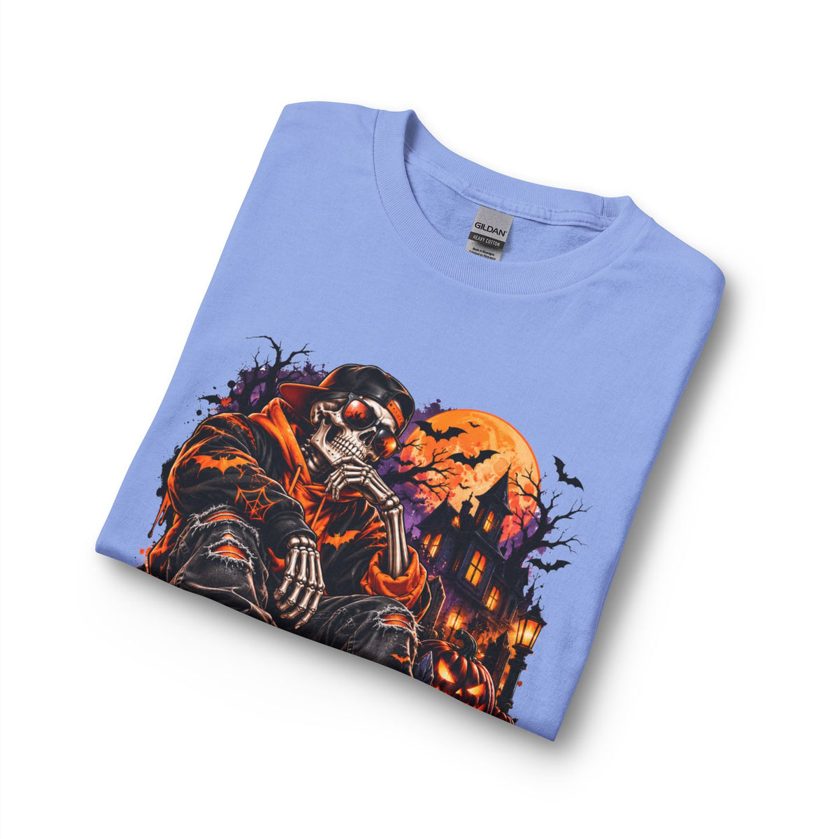 Halloween Skull Hoodie Tee — Spooky Skeleton Pumpkin Long Sleeve Shirt