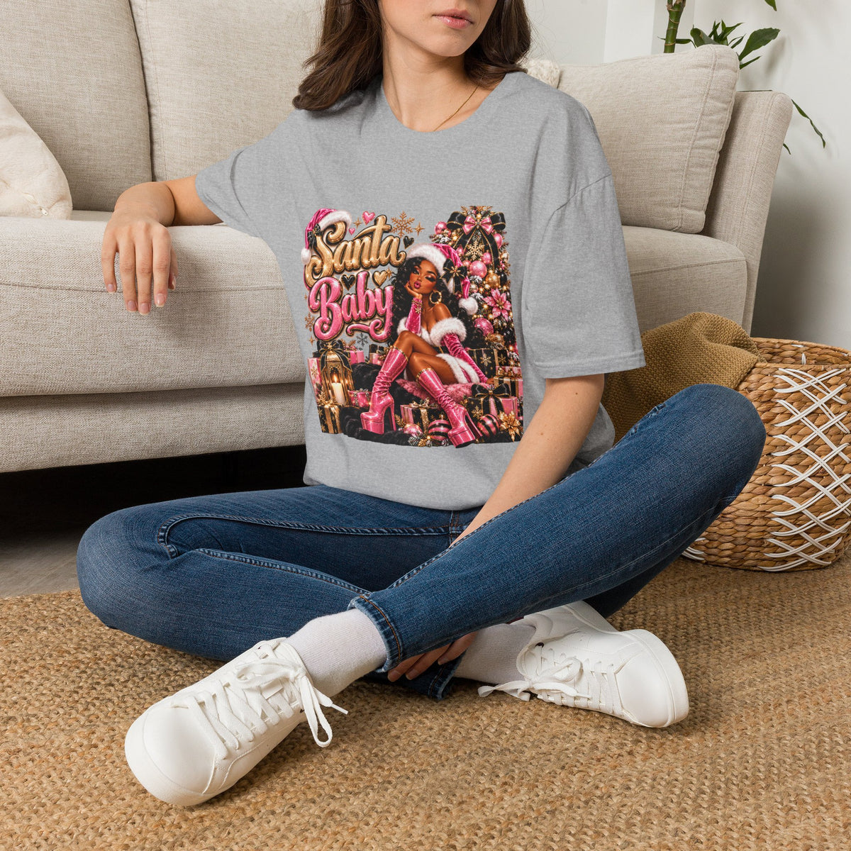 Santa Baby Retro Christmas Graphic T-Shirt
