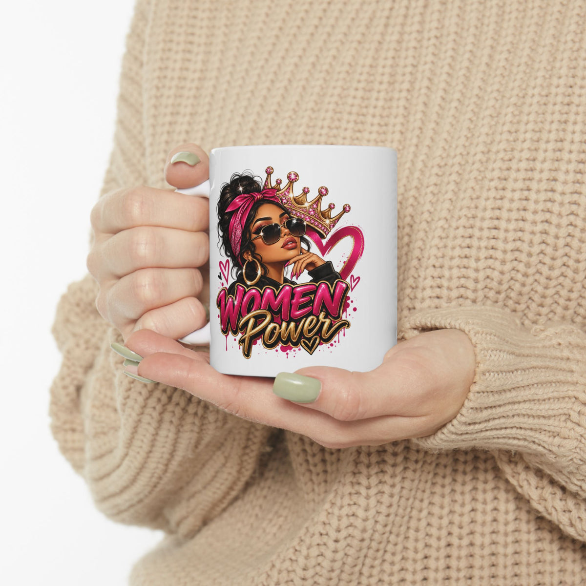 Women Power Awareness Ceramic Mug — Faith, Fight, Believe, Survive Design (11oz)