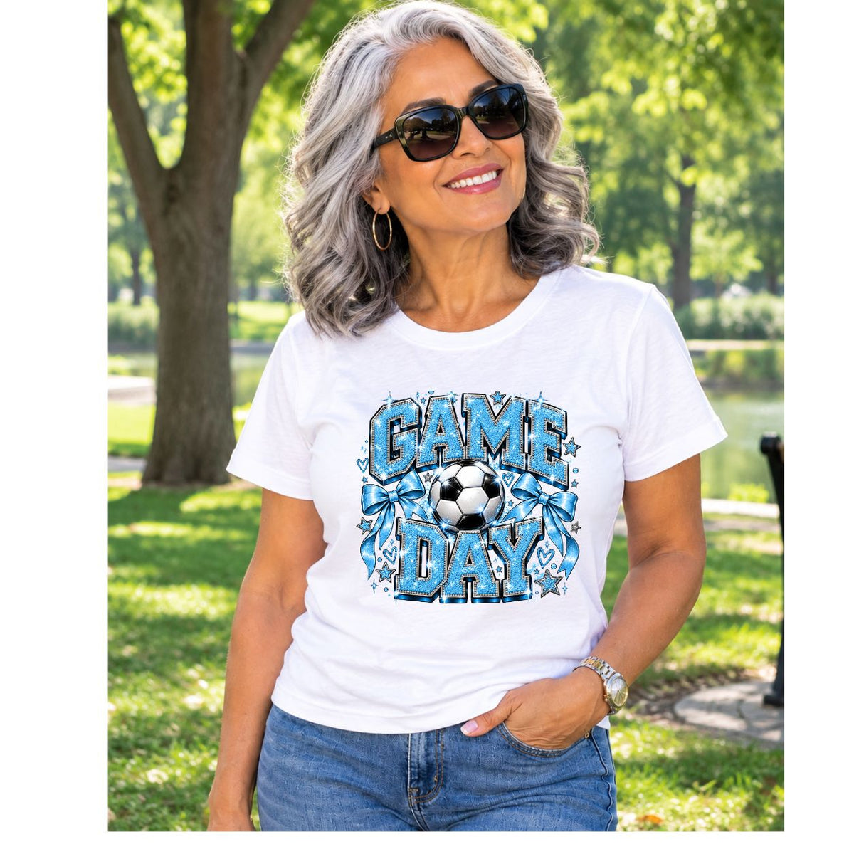 Blue Graphic Game Day Soccer T-Shirt