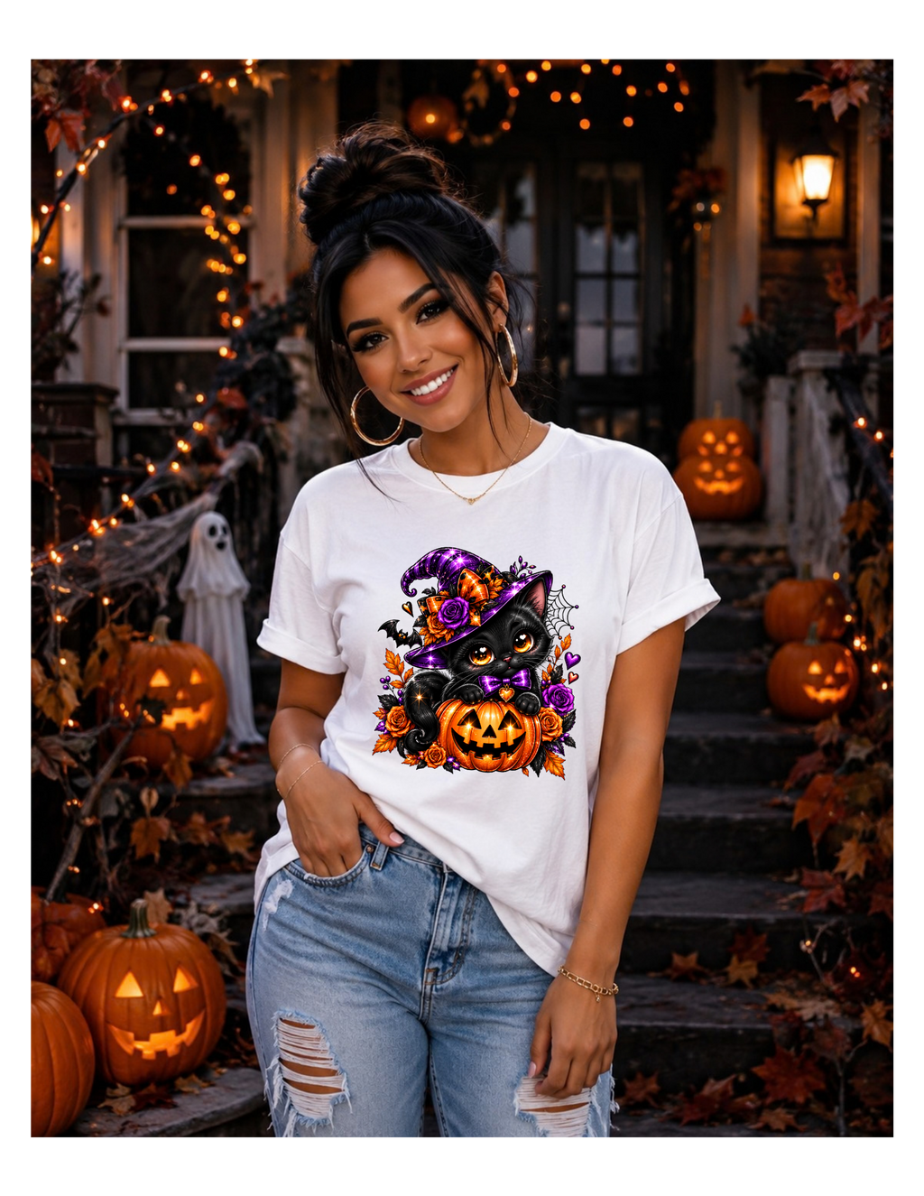 Halloween Black Cat Pumpkin Sweatshirt