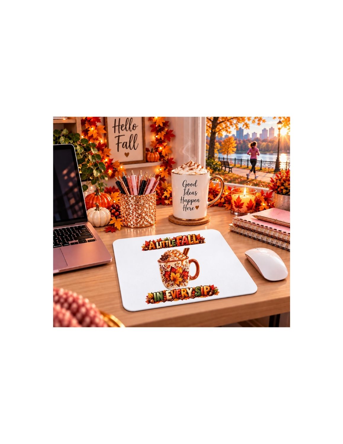 Fall Mug Mouse Pad "A Little Fall in Every Sip"