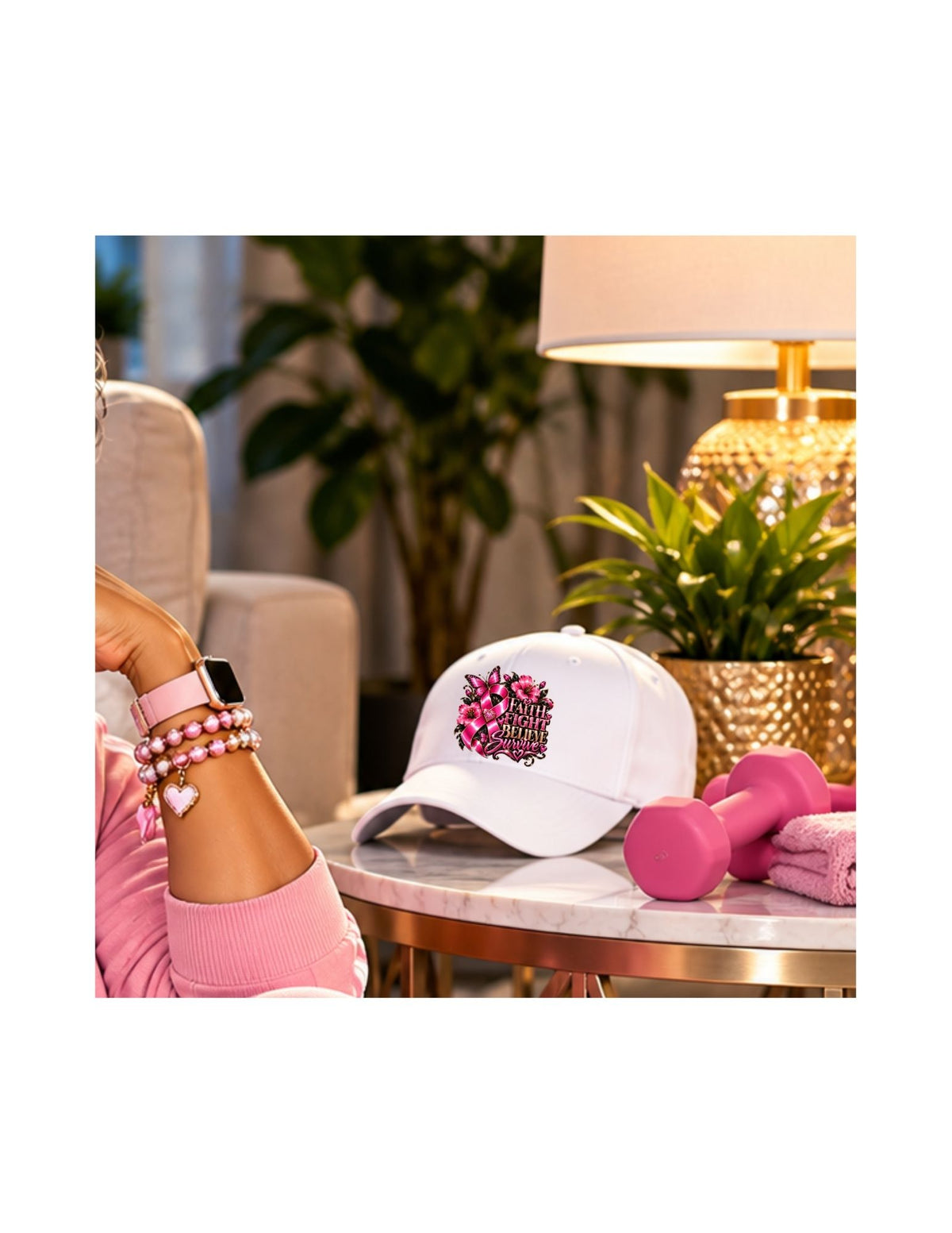 Breast Cancer Awareness — Faith Fight Believe Survive Design Baseball Cap
