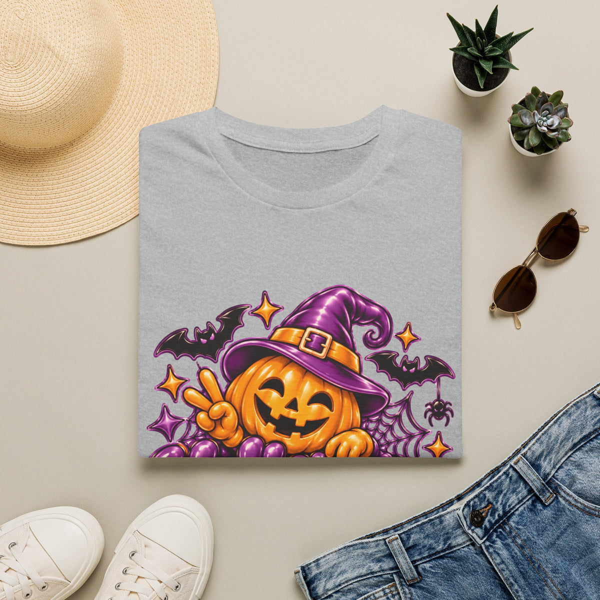 "Halloween Vibe" Pumpkin Witch Hat T-Shirt