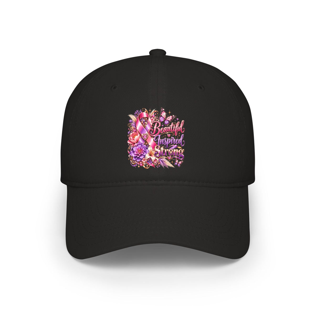 Floral "Beautiful, Inspired, Strong" Baseball Cap