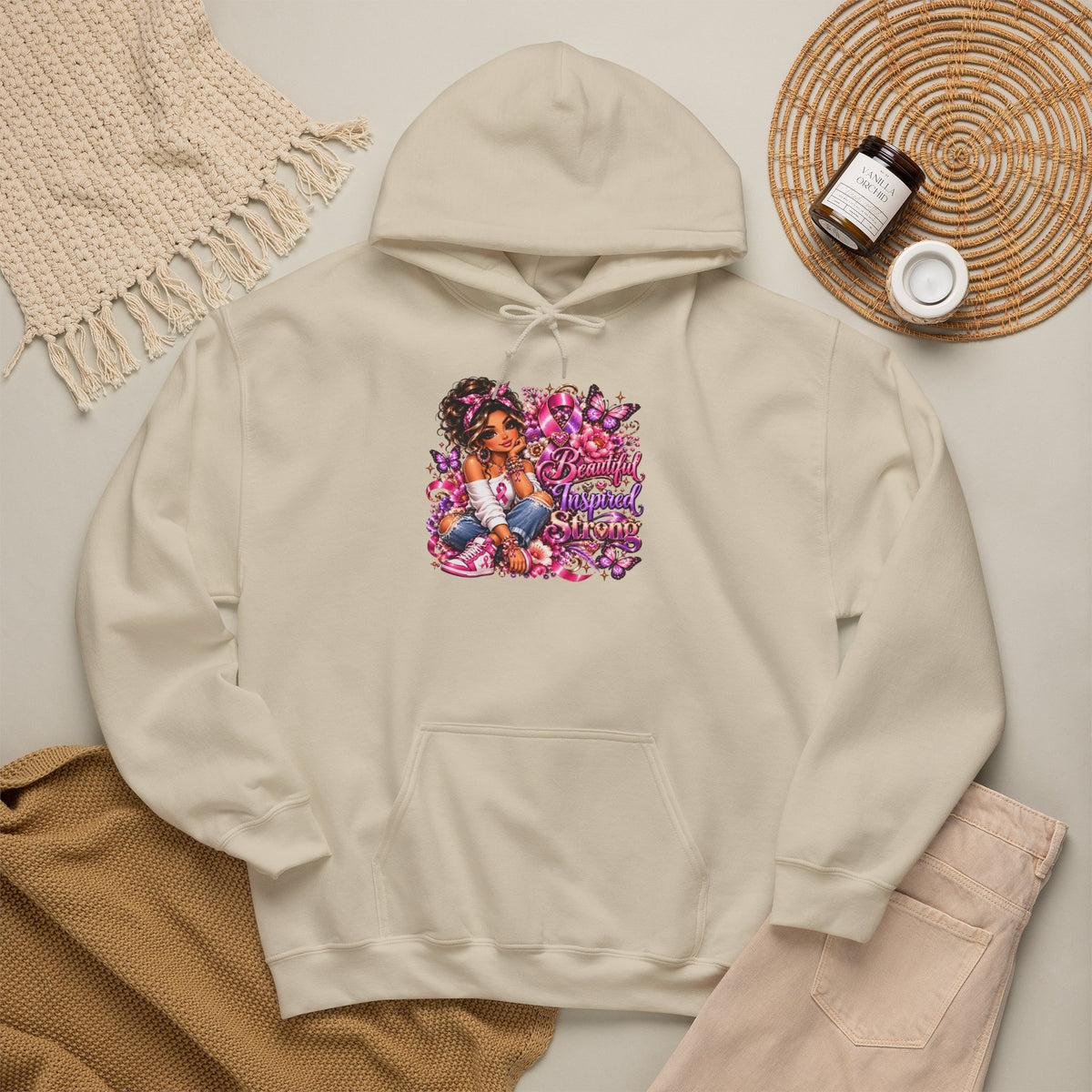 "Beautiful, Inspired and Strong" Vintage Hoodie