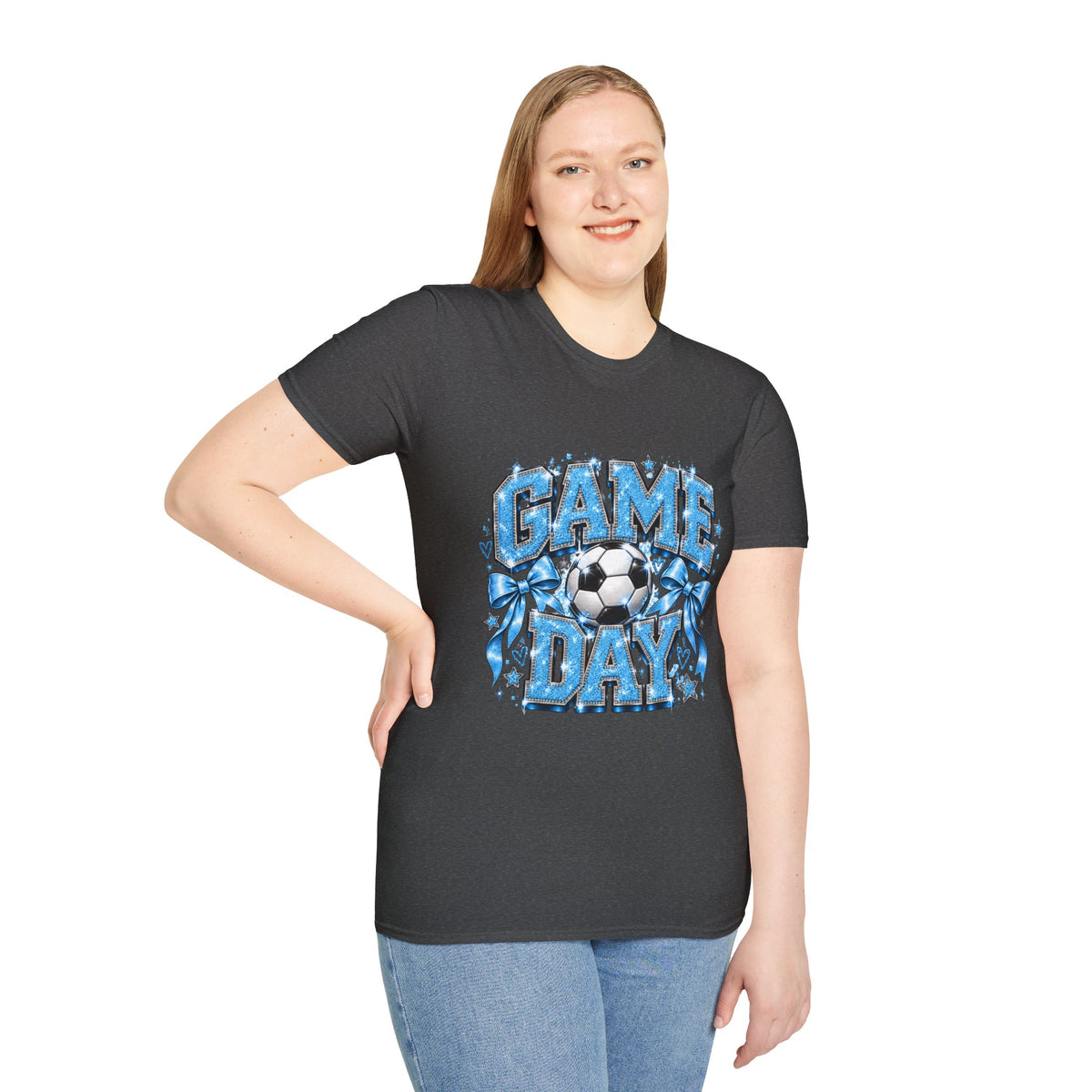 Blue Graphic Game Day Soccer T-Shirt