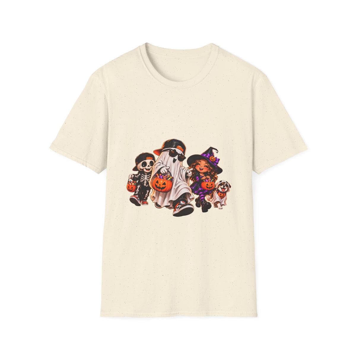 Halloween Kids Costume Crew T-Shirt for Dads — Trick-or-Treat Ghost, Witch & Puppy Design