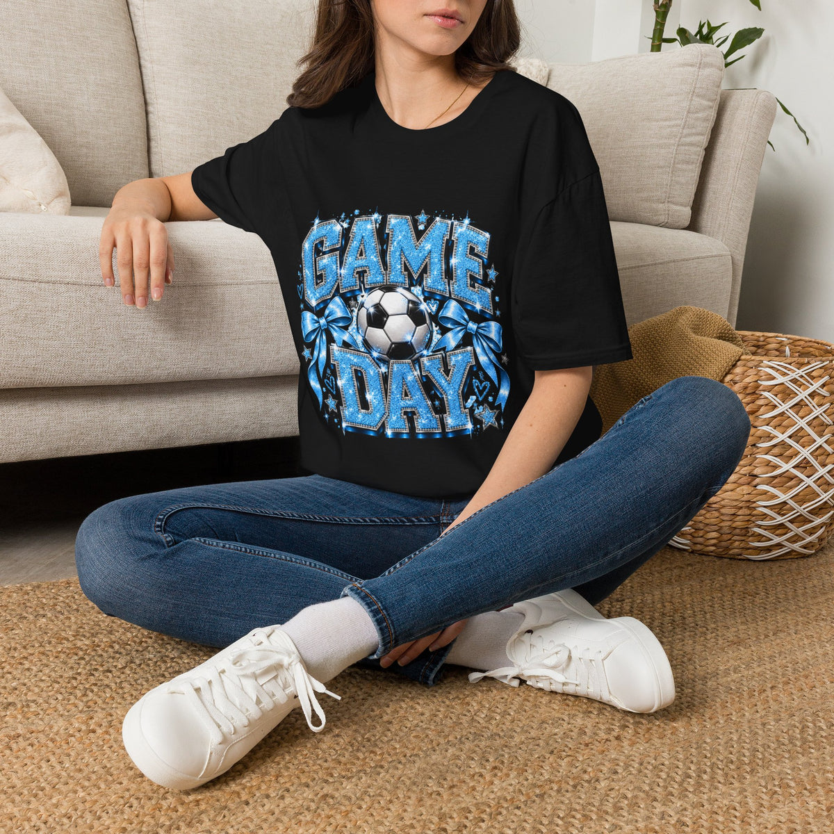 Blue Graphic Game Day Soccer T-Shirt