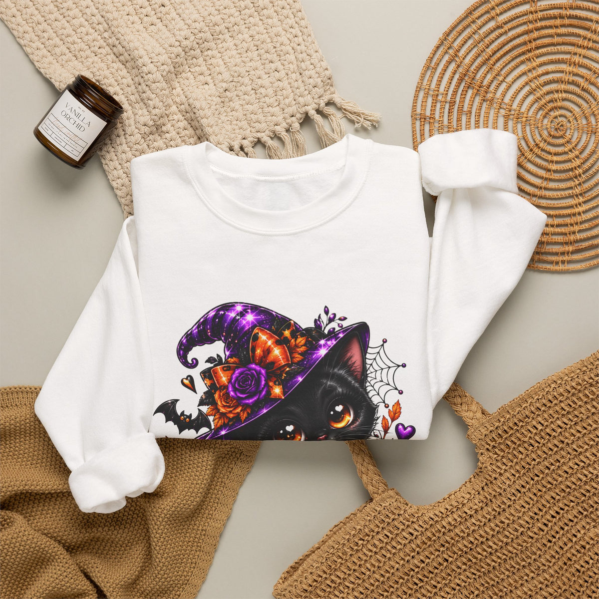 Halloween Black Cat Pumpkin Sweatshirt