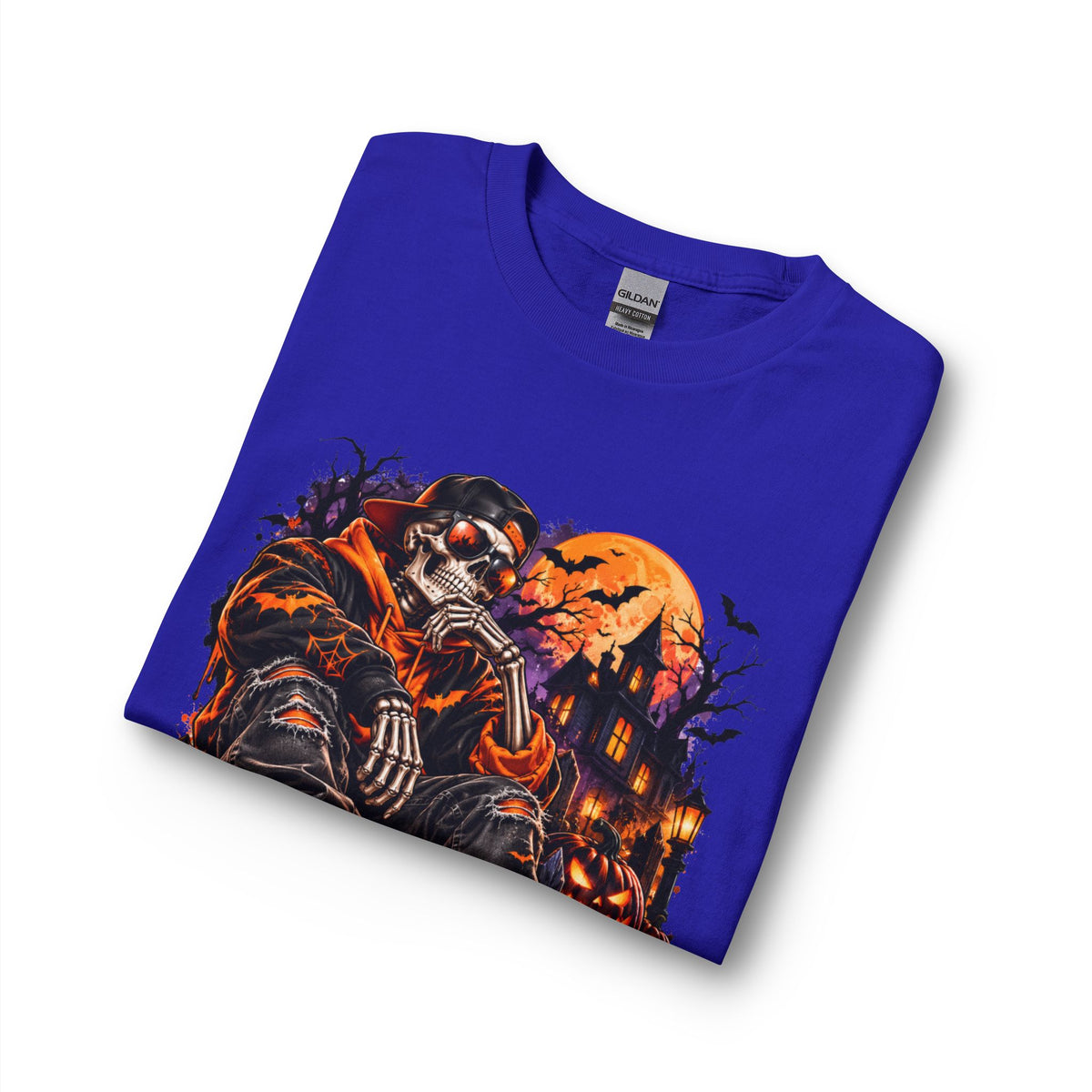 Halloween Skull Hoodie Tee — Spooky Skeleton Pumpkin Long Sleeve Shirt