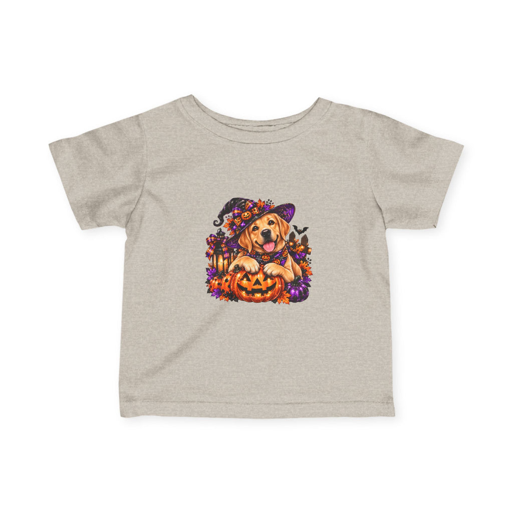 Infant Tee — Halloween Puppy in Witch Hat with Pumpkin